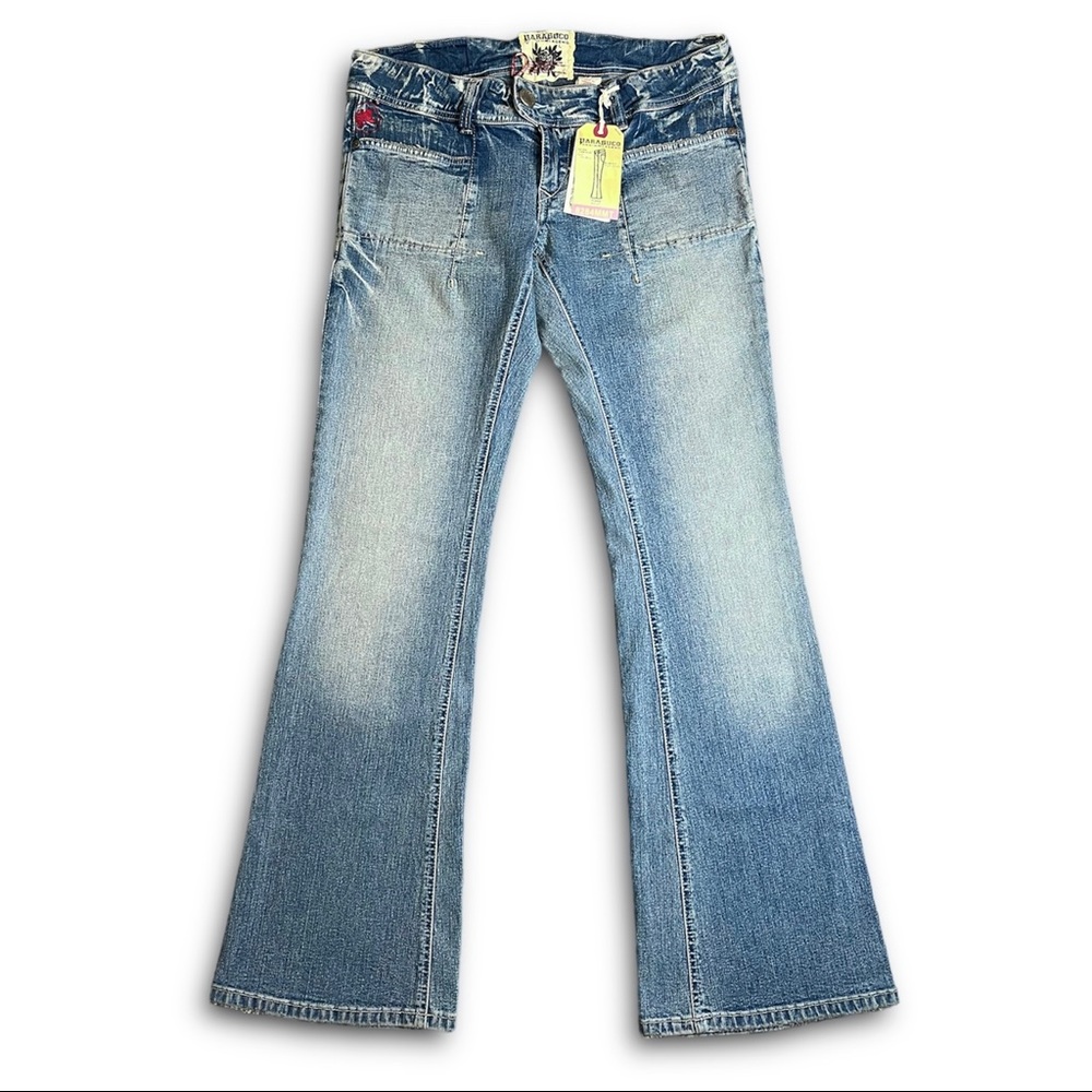 Parasuco deadstock extra low rise flare light wash denim jeans